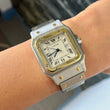 Cartier Santos Carree 29 mm Automatic Two-Tone White Roman Dial 18K Yellow Gold Steel Ref 1172961 SERVICED