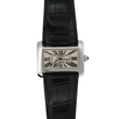Cartier Tank Divan XL 38mm Automatic White Roman Dial Steel Black Leather Band REF 2612