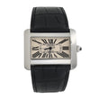 Cartier Tank Divan XL 38mm Automatic White Roman Dial Steel Black Leather Band REF 2612