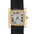 Cartier Tank Française Automatic 28mm 18K Yellow Gold White Roman Dial Black Leather Band Serviced