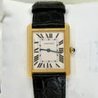 Cartier Tank Solo 27mm 18K Yellow Gold Steel Quartz White Roman Dial Black Leather Band ORIGINAL BOX REF 3167 REF W5200004