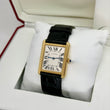 Cartier Tank Solo 27mm 18K Yellow Gold Steel Quartz White Roman Dial Black Leather Band ORIGINAL BOX REF 3167 REF W5200004