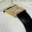 Cartier Tank Solo 27mm 18K Yellow Gold Steel Quartz White Roman Dial Black Leather Band ORIGINAL BOX REF 3167 REF W5200004