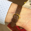 Cartier Vendome Must De Cartier 30mm Quartz Gold Plated Silver Leather Brown Band 1990s Vermeil 20 Microns Ref 590003