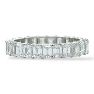 Contemporary 2.74 CT Emerald Cut Natural Earth Mined Diamond Eternity Band Classic Eternity Band 14K White Gold