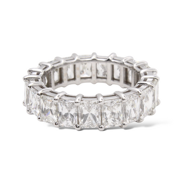 Diamond Radiant Cut Eternity Band 8.20 CT Classic Wedding Ring 18K White Gold Size 6.5