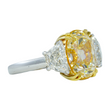 Contemporary Fancy Yellow 8.22 CT GIA Natural Diamond Ring 18K Yellow Gold Platinum Size 6.75