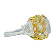 Contemporary Fancy Yellow 8.22 CT GIA Natural Diamond Ring 18K Yellow Gold Platinum Size 6.75