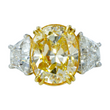 Contemporary Fancy Yellow 8.22 CT GIA Natural Diamond Ring 18K Yellow Gold Platinum Size 6.75