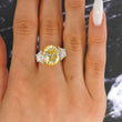 Contemporary Fancy Yellow 8.22 CT GIA Natural Diamond Ring 18K Yellow Gold Platinum Size 6.75