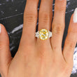 Contemporary Fancy Yellow 8.22 CT GIA Natural Diamond Ring 18K Yellow Gold Platinum Size 6.75