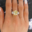 Contemporary Fancy Yellow 8.22 CT GIA Natural Diamond Ring 18K Yellow Gold Platinum Size 6.75