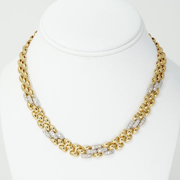 Contemporary 1 CT Natural Diamond Link Necklace 14K Yellow Gold 16 Inches