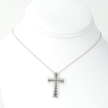 TACORI Natural Diamond Cross Necklace 18K White Gold 19 Inches