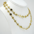 David Yurman Logo Station Necklace Natural Orange Citrine, Smoky Quartz, Prasiolite 18K Yellow Gold 31.75 Inch