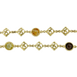 David Yurman Logo Station Necklace Natural Orange Citrine, Smoky Quartz, Prasiolite 18K Yellow Gold 31.75 Inch