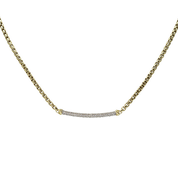 David Yurman Petite Pavé Diamond Metro Chain Necklace 18K Yellow Gold