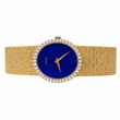 Piaget Vintage Blue Lapis Lazuli Dial Diamond Bezel 24mm Manual 18K Yellow Gold