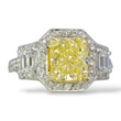 Contemporary Fancy Green Yellow 3.03 CT GIA Natural Diamond Ring 18K White Gold Size 6