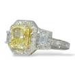 Contemporary Fancy Green Yellow 3.03 CT GIA Natural Diamond Ring 18K White Gold Size 6