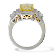 Contemporary Fancy Green Yellow 3.03 CT GIA Natural Diamond Ring 18K White Gold Size 6