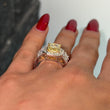Contemporary Fancy Green Yellow 3.03 CT GIA Natural Diamond Ring 18K White Gold Size 6