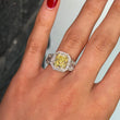 Contemporary Fancy Green Yellow 3.03 CT GIA Natural Diamond Ring 18K White Gold Size 6