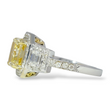 Contemporary Fancy Green Yellow 3.03 CT GIA Natural Diamond Ring 18K White Gold Size 6