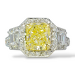 Contemporary Fancy Green Yellow 3.03 CT GIA Natural Diamond Ring 18K White Gold Size 6