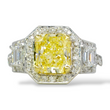 Contemporary Fancy Green Yellow 3.03 CT GIA Natural Diamond Ring 18K White Gold Size 6