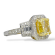 Contemporary Fancy Green Yellow 3.03 CT GIA Natural Diamond Ring 18K White Gold Size 6