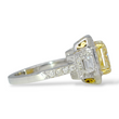 Contemporary Fancy Green Yellow 3.03 CT GIA Natural Diamond Ring 18K White Gold Size 6