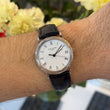 Patek Philippe Calatrava 18K White Gold Automatic Date Black Leather Band 3802G