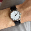 Patek Philippe Calatrava 18K White Gold Automatic Date Black Leather Band 3802G
