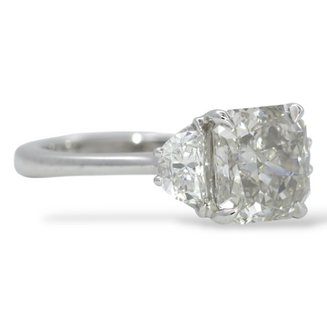 Fancy Grey Diamond 2.11 CT Center Natural Radiant Cut GIA Three Stone Engagement Ring Platinum Size 5.75