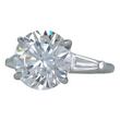 GIA Certified 6.09 CT Round Brilliant Cut Three Stone Diamond Engagement Platinum Ring Size 6.25