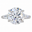 GIA Certified 6.09 CT Round Brilliant Cut Three Stone Diamond Engagement Platinum Ring Size 6.25