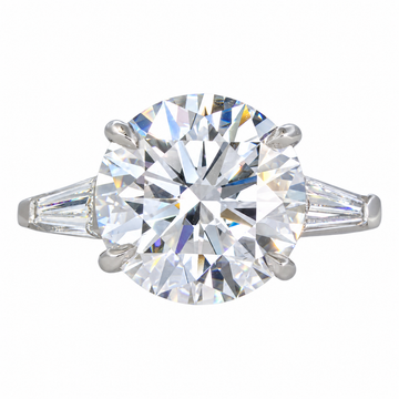 GIA Certified 6.09 CT Round Brilliant Cut Three Stone Diamond Engagement Platinum Ring Size 6.25