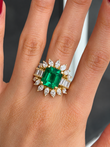 Green Emerald 5.27 CT Colombian SSEF Certified Diamond Vintage Ring 18K Yellow Gold Size 6.25