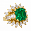 Green Emerald 5.27 CT Colombian SSEF Certified Diamond Vintage Ring 18K Yellow Gold Size 6.25