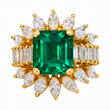 Green Emerald 5.27 CT Colombian SSEF Certified Diamond Vintage Ring 18K Yellow Gold Size 6.25