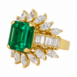 Green Emerald 5.27 CT Colombian SSEF Certified Diamond Vintage Ring 18K Yellow Gold Size 6.25