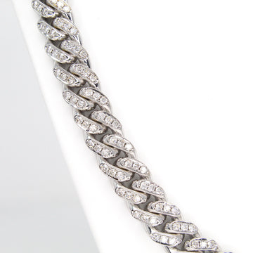 Cuban Link Necklace Solid 14K White Gold 19 CT Diamond Heavy Iced Chain 24 Inch