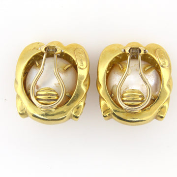 MARLENE STOWE Large Mabe Pearl 18K Yellow Gold Earrings Natural Diamonds