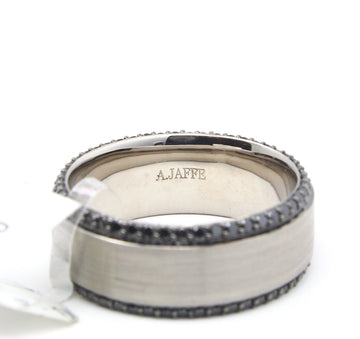 A.JAFFE Black Diamond Men's Wedding Band 14K White Gold
