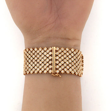Diamond 5.5-6.5 CT Link Mesh Flexible Bracelet 7 Inches 14K Rose Gold