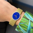 Piaget Vintage Blue Lapis Lazuli Dial Diamond Bezel 24mm Manual 18K Yellow Gold