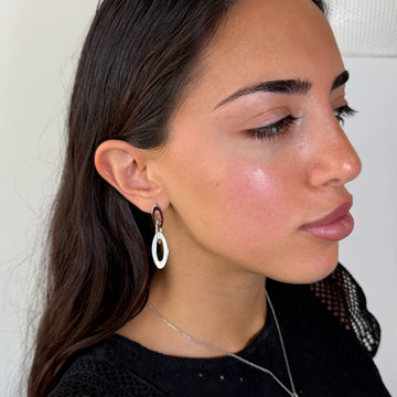Roberto Coin Modern Open Link Drop Dangle Earrings 18K White Gold