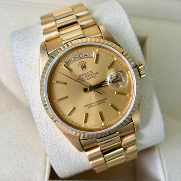 Rolex Day-Date 36 President 18K Yellow Gold Champagne Dial Fluted Bezel 1984