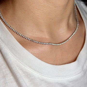 6.64 CT Natural Diamond Tennis Necklace 14K White Gold 16.85" Inches